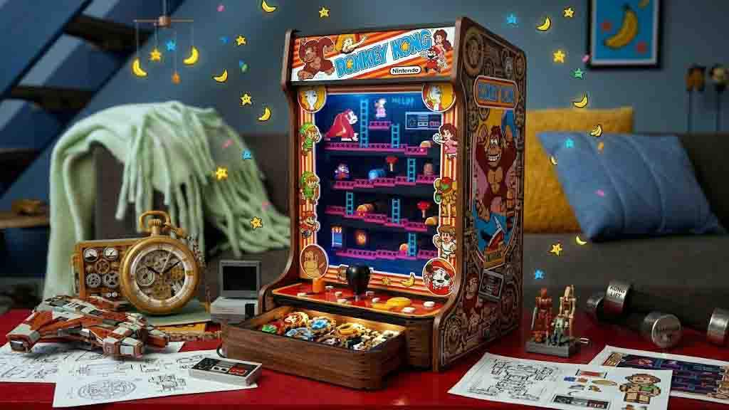 LEGO Donkey Kong Arcade playable barrel mechanism